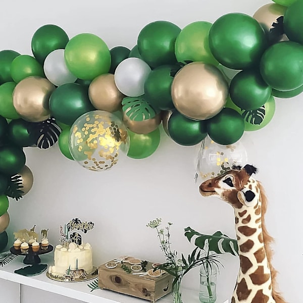 129 stk mørkegrønne ballonger i forskjellige størrelser 18 12 10 5 tommer grønn lateksballonggirlangbue
