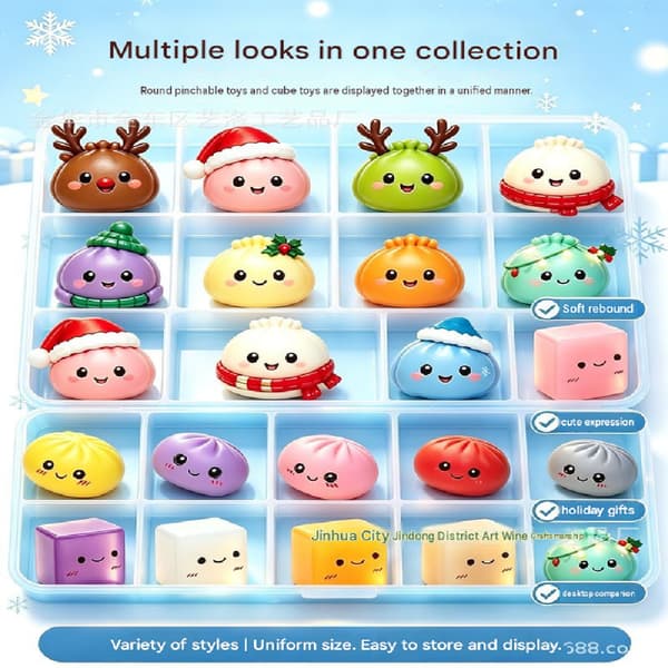 Julkalender Nedräkning Blind Box Set, 24 st Bun Squeeze Stressavlastande Leksaker, Julklappslåda för Barn Vuxna Partykul A2