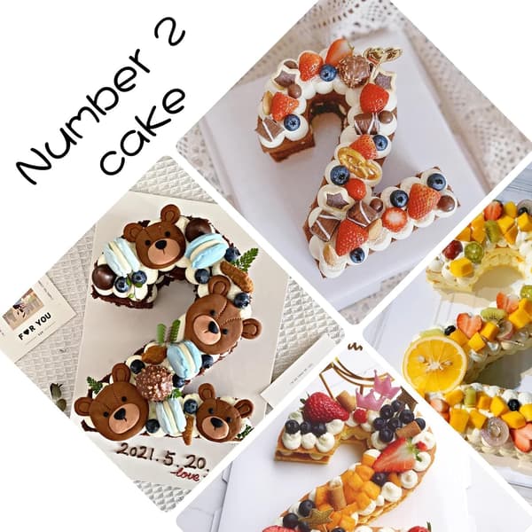 Nummer 2 Kageforme, 3D Store Silikone Nummer Kageforme, DIY Bageforme, Non-Stick Kageforme til Fødselsdag og Jubilæum