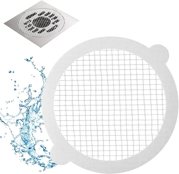 30 st Engångs Hårfångare för Duschavlopp, Mesh Stickers Håravlopp, Hårfilter, Hårsil för Badrum/Badkar/Kök/Diskho (Rund)