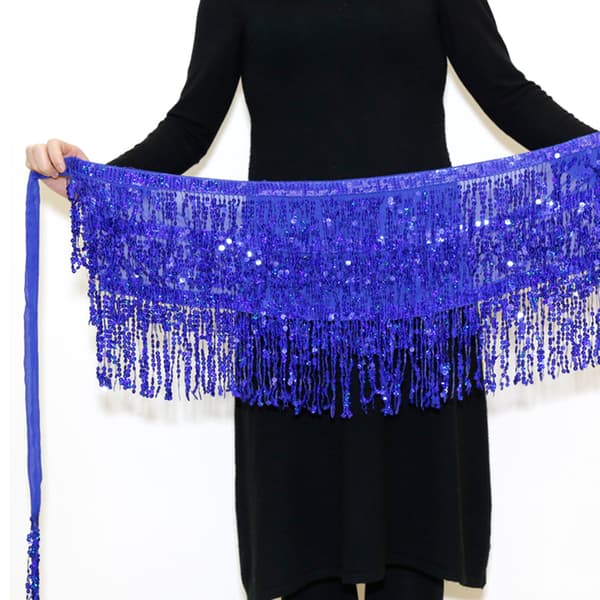Mavebælte med pailletter til kvinder Boho-stil festkostume til dansefester SAPPHIRE BLUE