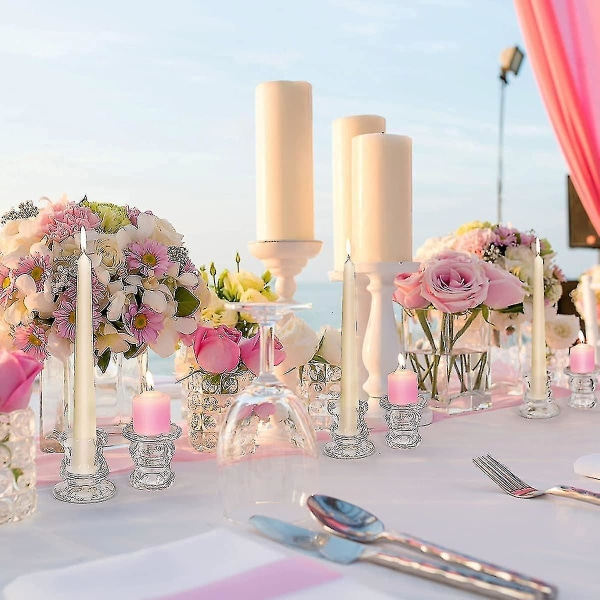 12 delar avsmalnande ljusstakar för bordsdekorationer - tjocka ljusstakar i glas för bröllop, fester och semesterdekorationer