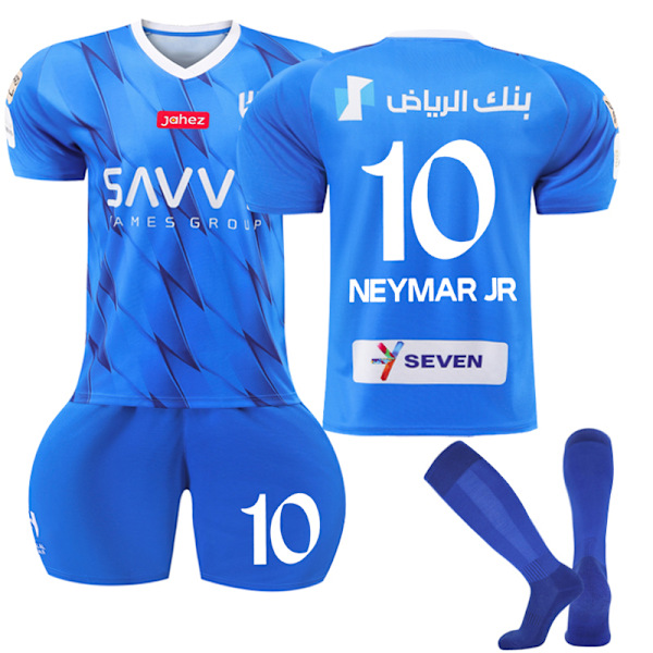 2023/24 Al Hilal SFC Hemmatröja Neymar JR. #10 Blå Fotbollströja Kit 24(130-140CM)