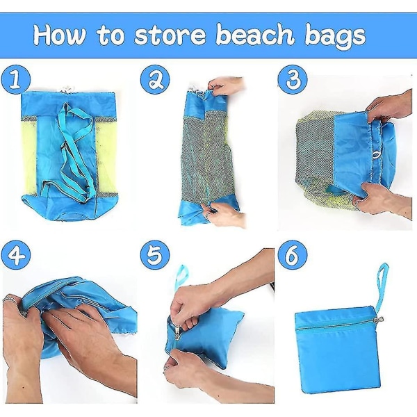 Beach Toy Bag, Stor Mesh Bag, Folding Backpack Beach Toy Storage Mesh Bag