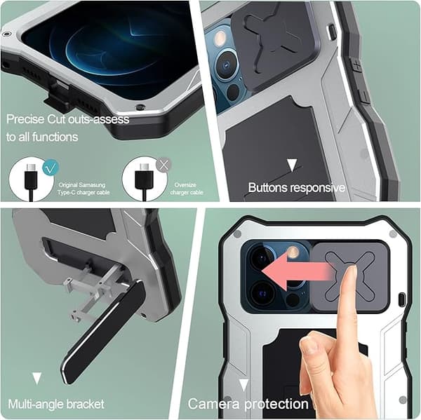 Yhteensopiva iPhone 13 Pro Max vedenpitävän metallikotelon kanssa, Bui