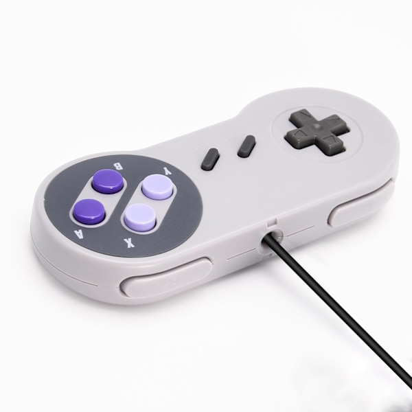 2-pack Trådbundna SNES-spelkontroller, SNES-kontroller fullt kompatibla med original SNES/SFC - [Plug and Play] (Grå/Lila) Purple