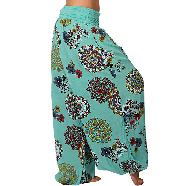 Yoga Bukser til Kvinder Baggy Harem Boho Bredbenet Sports Aladdin Bukser Green,3XL