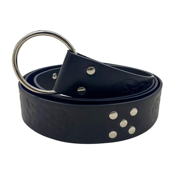 Medeltida Bälte för Män Retro Stil Kostym Präglat Nitat PU Black