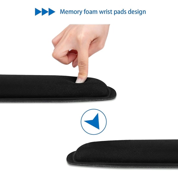Tangentbord Handledsstöd - 2-pack svart handledsstöd och handledsskydd för dator - Memory Foam