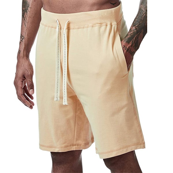 Snabbtorkande badbyxor för män, enfärgade sportshorts aprikos apricot 2XL