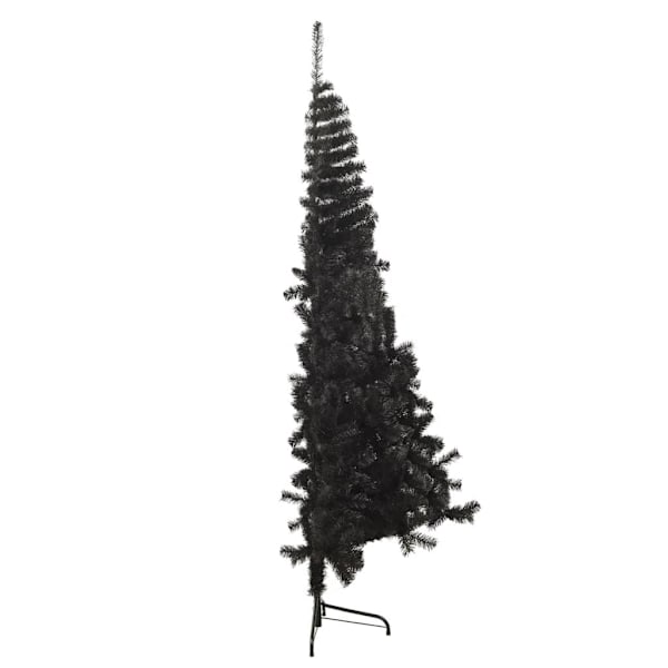 Halvt plastjuletre med stativ svart 210 cm PVC Svart 2950