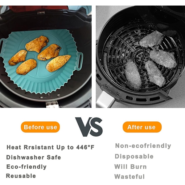 Airfryer Silikonform, varmluftsfrityr, 2 gjenbrukbare non-stick 21,5 cm