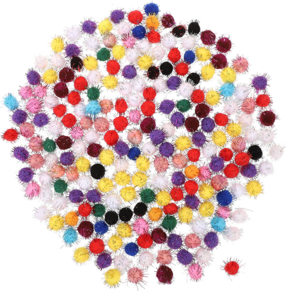 500 st i 1 förpackning 2 cm färgglad pumpa julpyssel handgjorda material glitter plysch boll pysseltillbehör Fluffiga bollar rekvisita (sorterad färg) 2cm