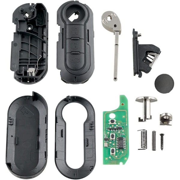 Bilnøkkel med 3 knapper 433 MHz fjernkontroll for Fiat 500 L MPV Ducato for Cit-ro-en Jum-per for Peu-ge-ot Box-er - Modell 3 + Marelli BSI