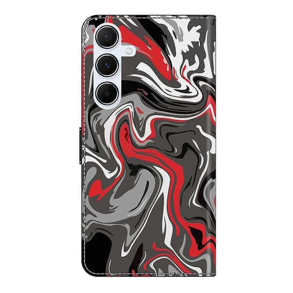 Wallet cover til Samsung Galaxy A56 5G med mønsterprint, stativ og flip cover i læder - Rock Text Triangular Marble