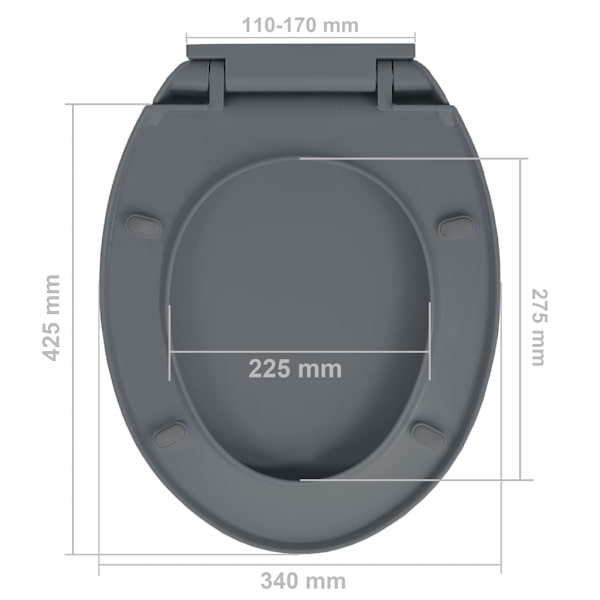 vidaXL WC-istuin Pehmeästi Sulkeutuva Harmaa Soikea grå Grey