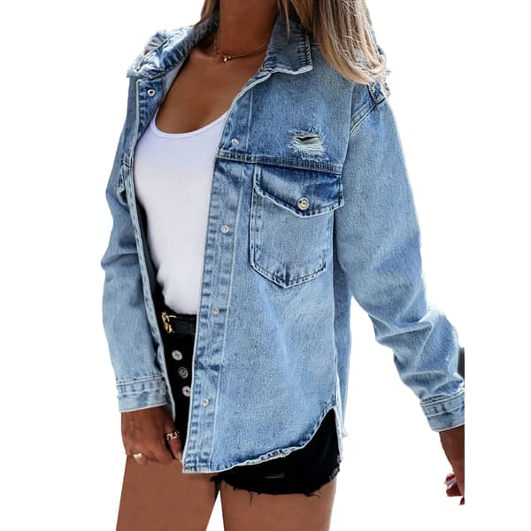 Lös jeansjacka för kvinnor, avslappnad jeanstopp M
