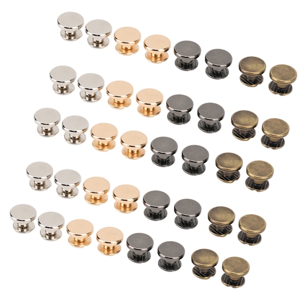 40 st DIY bindande skruvar 4 färger platt huvud 9x5mm slätare ytor metall Chicago skruvar för bälten handväskor skor kläder