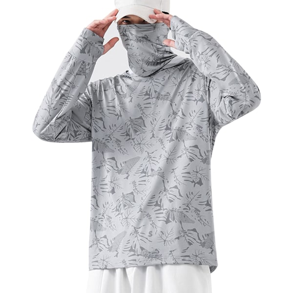 Unisex Solskyddskläder Bekväm Långärmad Solskyddskappa för Vandring Ljusgrå Light Grey 3XL