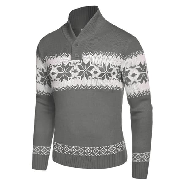 Långärmad stickad jultröja för män, grå Gray M