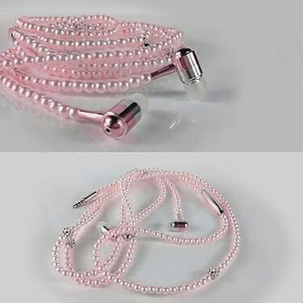 Modehalskæde med imiterede perler til kvinder Headset Line Universal Kablet Stereo Headset Purple