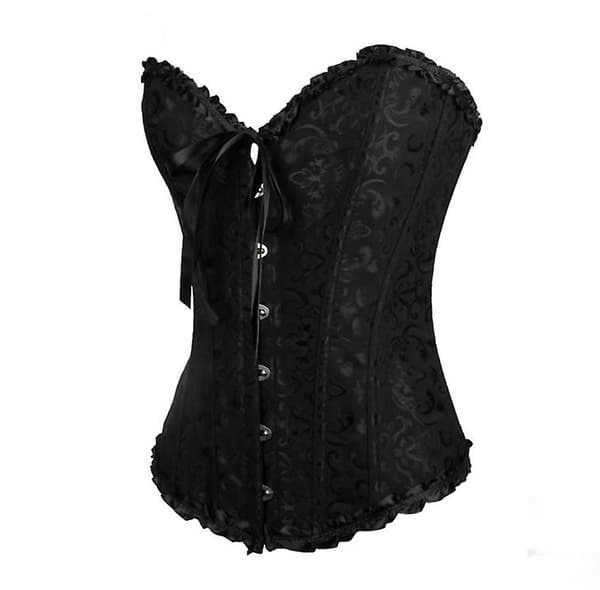 Jacquard vest shapewear, stropløs korset Sort Sort Black 6XL