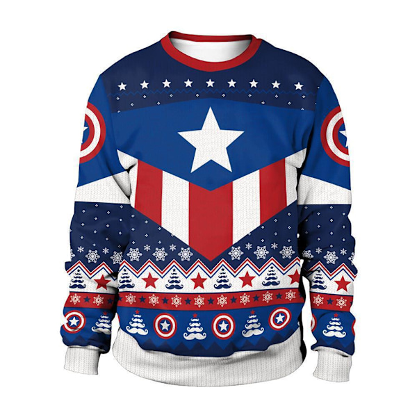 Marvel julegensere med stygg julegenser-design for menn 76D Genser Topper hettegenser Captain America 5XL