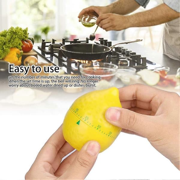 Kjøkkentimer i mekanisk sitronform, manuell timer for matlaging lemon