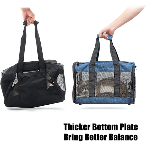 Transportbur för husdjur, mjuk transportbur för katter, små hundar, hopfällbar, hållbar, flygbolagsgodkänd, resevänlig (42*28*28 cm, blå) Navy blue