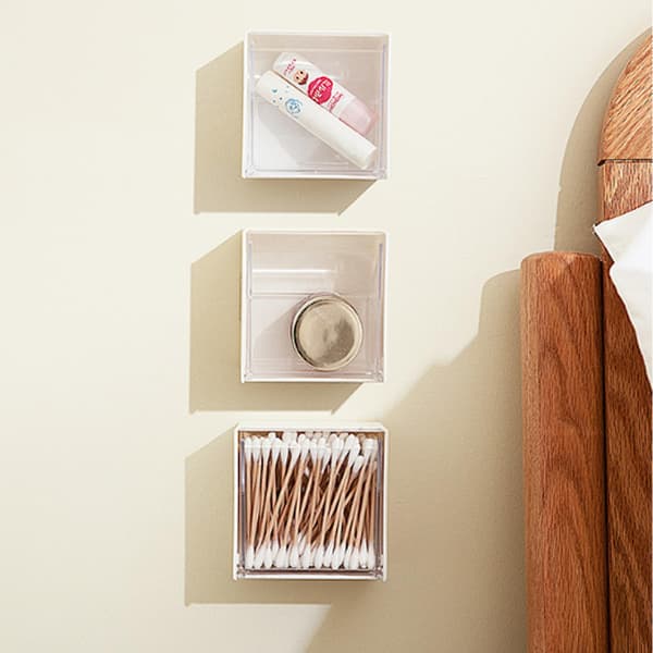 Bomullsdottholder, bomullspinneglass, tanntrådholder, beholder, skuff, baderomsoppbevaring, bomullsputer, organizer med klart lokk 2pcs