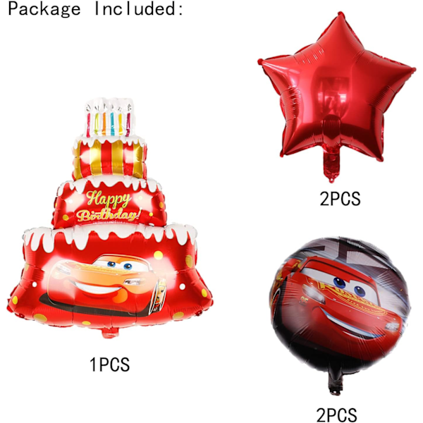 5 st Race Car Cake Folieballonger för barn Födelsedag Baby Shower Bilar Lightning McQueen Tema Festdekorationer ..