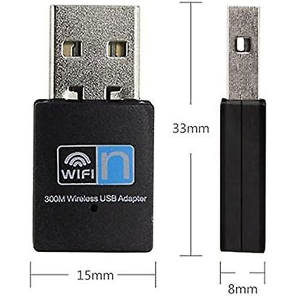 Trådløs USB Wifi-adapter for stasjonær PC, bærbar PC - 300 Mbps høyhastighets trådløst LAN-nettverkskort