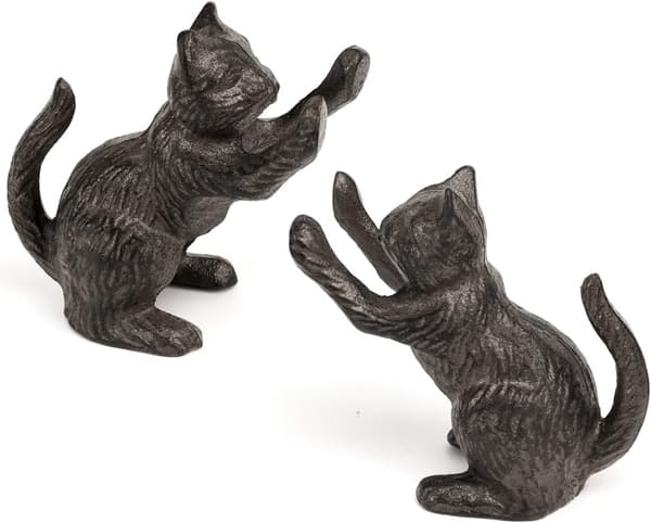 2 st dekorativa bokstöd med kattmotiv, unika bokstöd för tunga böcker