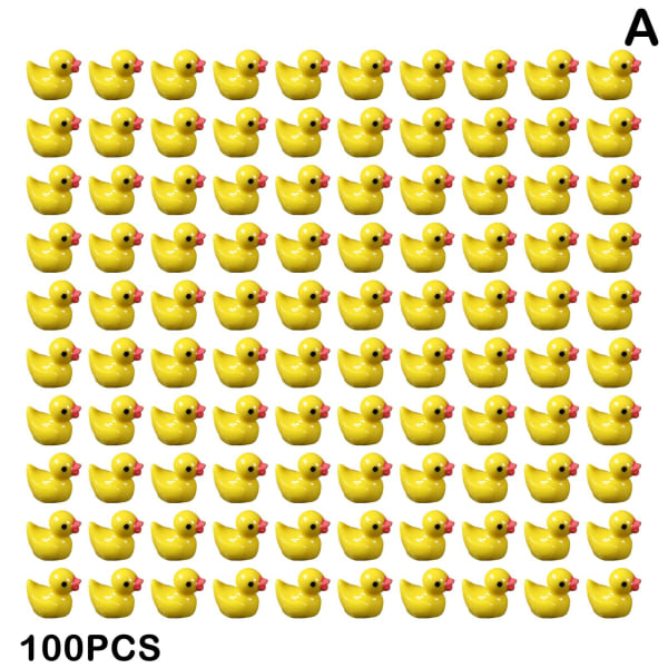 100/200 st Mini Gummi Ducks Miniatyr Resin Ducks Gul Tiny D 100pcs yellow