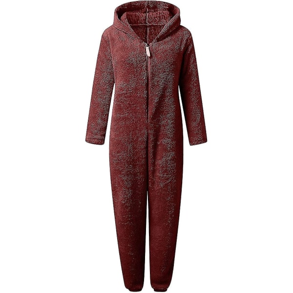 Dam Långärmad Hooded Jumpsuit Pyjamas Casual Winter Warm Romper Sleepwear Yo 2XL