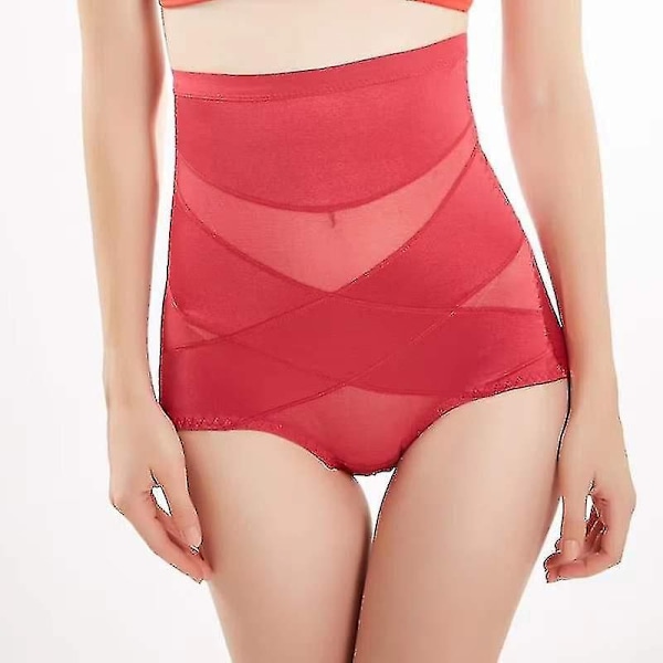 Korskompression Byxor för Formning av Mage Kvinnor Slimmande Kroppsformare Tummy Control Röd Red XL