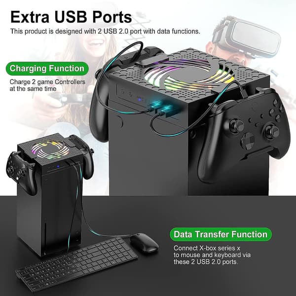 Rgb Køleventilator til Xbox Series X, 3 Justerbare Hastigheds Køleventilator System Lav Støj Køleventilator til Xbox Series X