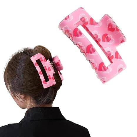 Valentinsdag hårspenner for kvinner og jenter Store akryl hjerteformede romantiske spenner for tykt hår Design