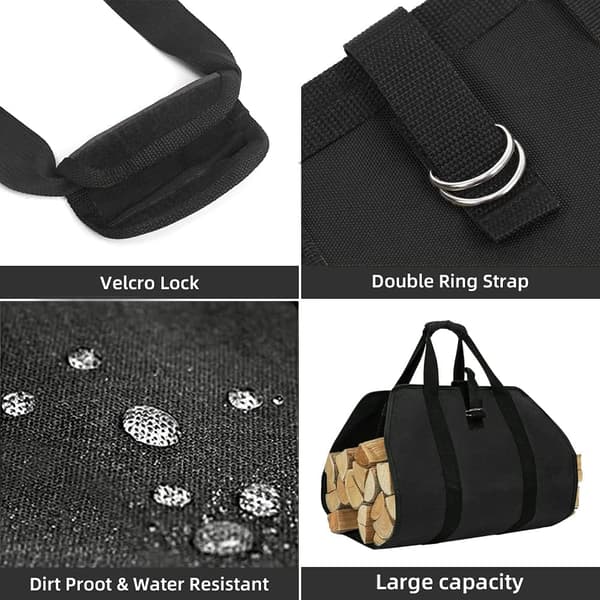 Polttopuukassi, kangaspolttopuukassi, vedenpitävä puukassi Black