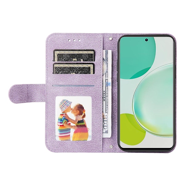 Plånboksfodral i läder med präglade linjer och stativfunktion för Huawei Nova 11i / Maimang 20 / Enjoy 60 Pro Purple