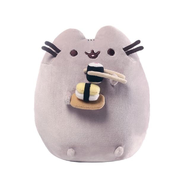 Pusheen 16 cm rund heldig kat plyslegetøj, sød kat plyslegetøjsdukkegave sushi