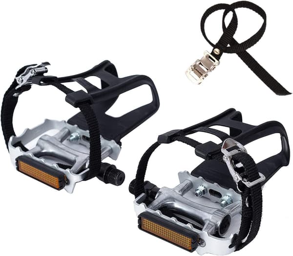 Cykelpedal med clips og stropper. Velegnet til spinningcykler, e