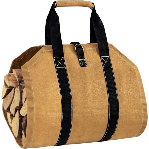 Vedpåse 39x18 tum slitstark vaxad canvas vedpåse - stock