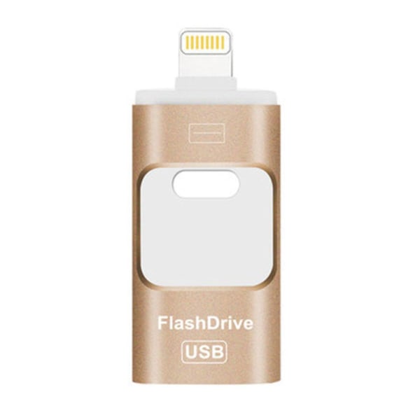 Flash Drive, 3 In 1 USB 3.0 Memory Stick, Photo Stick Externt lagringsminne för Iphone Ipad Android dator 64gb-guld Gold 64GB