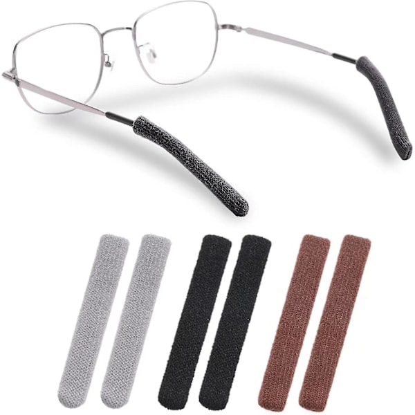 3 Par Myke Strikkede Bomullsstoff Brilleinnfatningstupper, Sklisikre Elastiske Komfort Brilleholdere for Briller 3colors