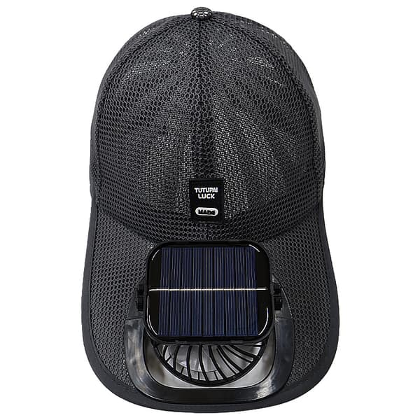 Unisex Sommer Solcelledrevet Ventilatorhat – Udendørs Mesh Solhat med Solcelleventilator Dark gray 600 mAh