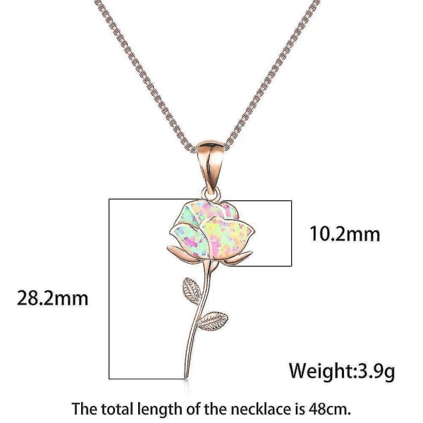 925 Sterling Silver Rose Flower halsband med lila opal