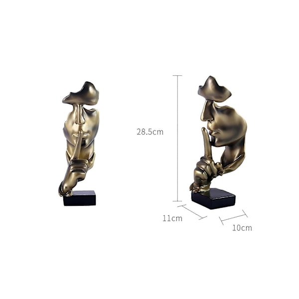Håndlaget Stillhet er en Gylden Tenker-Statue, Moderne Minimalistisk Kunst i Resin, Abstrakt Skulptur for Skrivebord ved Inngangsparti, Kreativ Stue