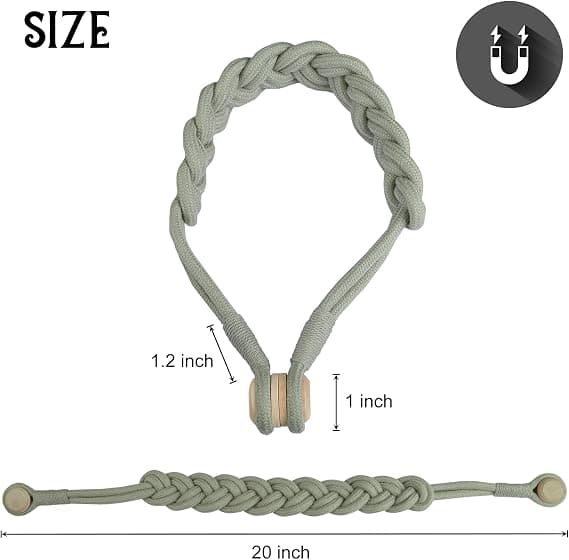 Gardinklemmer Magnetiske Vævede Gardinholdere Draperi Tiebacks (Sølvgrå - 2-pak)