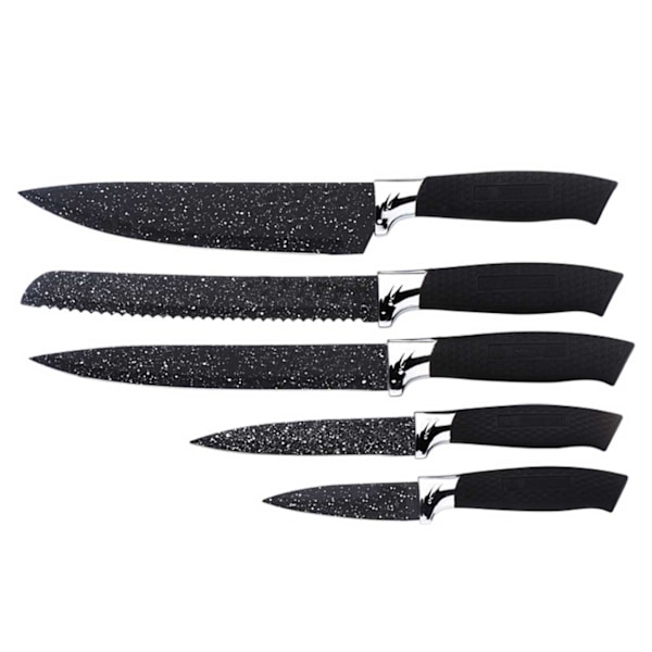 Knivset 6 delar Köksknivar svart black